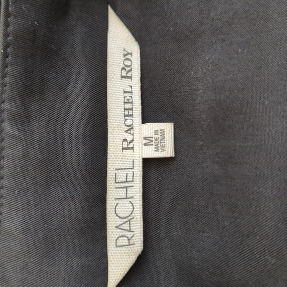 Rachel Rachel Roy Black Mixed Media Moto Style Cropped Jacket Size Medium - Picture 11 of 12